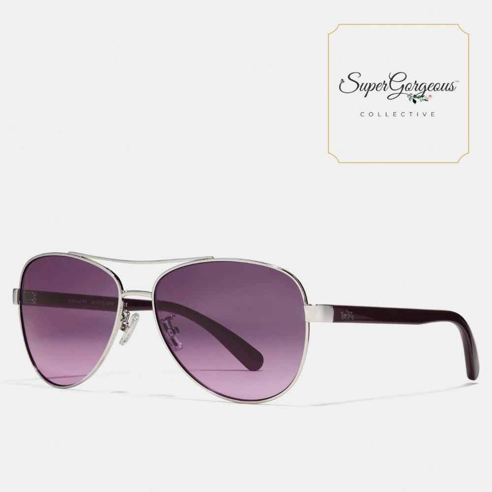 COACH Horse & Carriage Pilot Sunglasses (PURPLE)